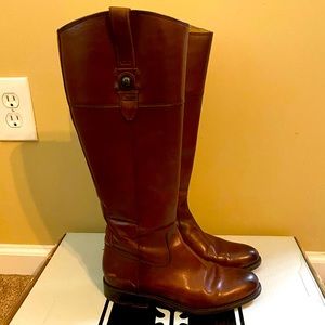 FRYE JAYDEN BUTTON TALL KNEE HIGH LEATHER RIDING BOOTS 8.5